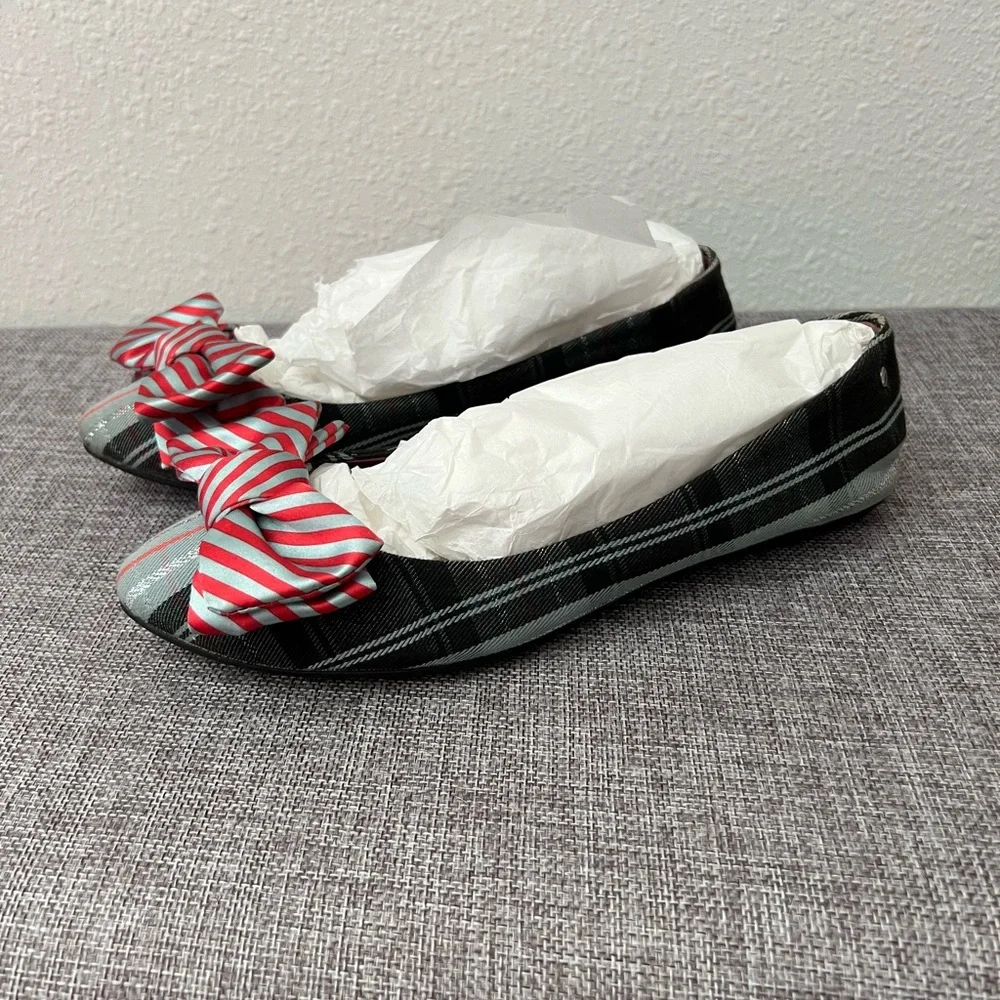 EUC Coach Cambria Plaid Bow Ballet Flats 6 - Picture 2 of 7